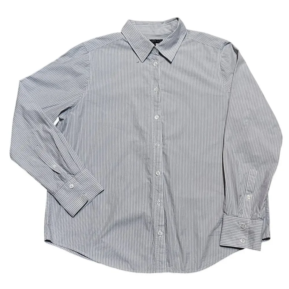 Banana Republic Stripped Long Sleeve Dress Shirt Cotton Men's Large Gray